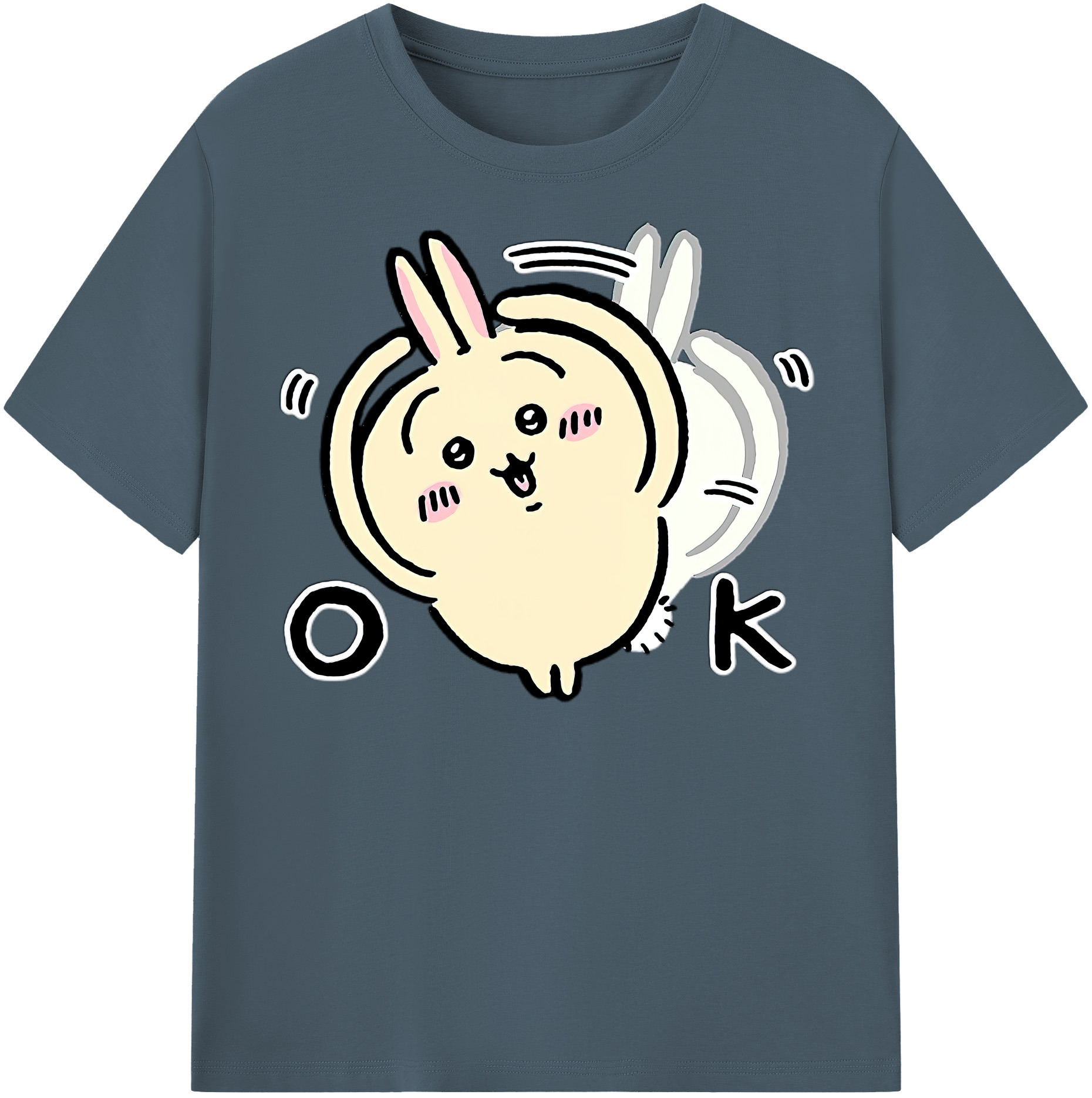 （画像用） ちいかわ うさぎ Chii-kawa usagi 綿100％半袖Tシャツ（フロントプリント）